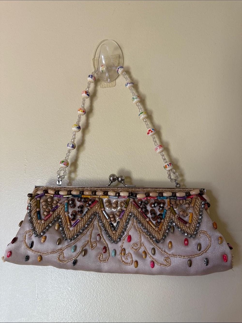 Beaded Embellished Ivory Evening Clutch